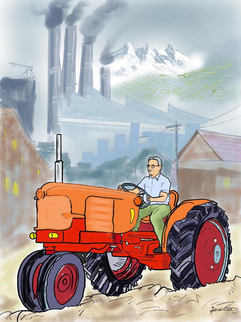चित्रकारको औद्योगिक क्रान्ति : प्रचण्ड ट्याक्टर ड्राइभर...