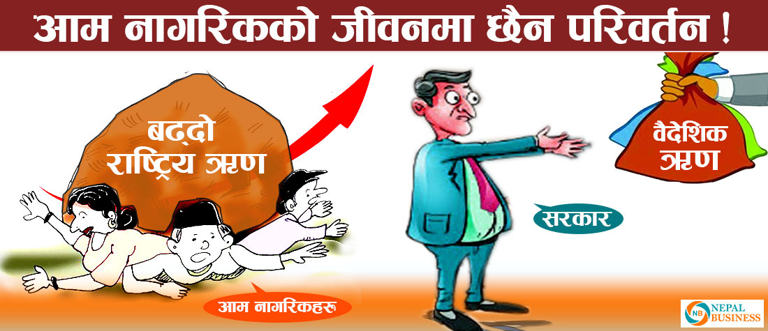 मुलुकको बढ्दो राष्ट्रिय ऋण,  सन् २०२४ सम्ममा जिडिपीको ५७.१२ प्रतिशत पुग्ने अनुमान