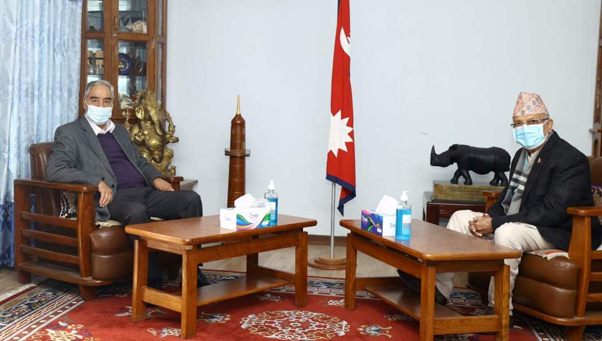 प्रधानमन्त्री देउवा र एमाले अध्यक्ष ओलीबीच भेटवार्ता