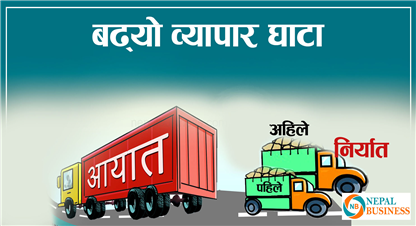 वार्षिक बजेटको हाराहारीमा व्यापार घाटा,   ९ महिनामा साढे १४ खर्बको आयात
